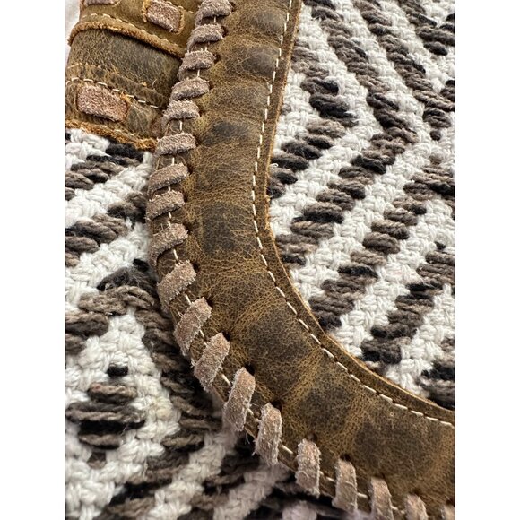 Myra Bag Sand Weaver Shoulder Purse Upcycled Canvas & Aged Leather Boho western - Picture 6 of 15